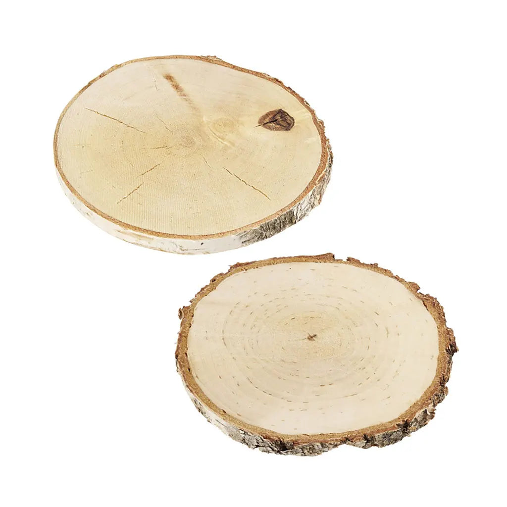 Birch wood disks, ca. 8 - 12cm, bag with pcs