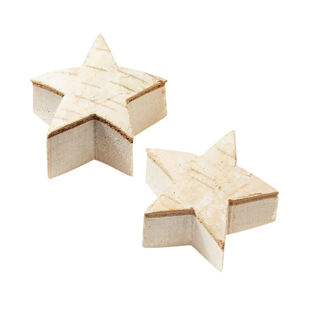 Birch wood Star, ca. 3.5 cm, bag with 4 pcs