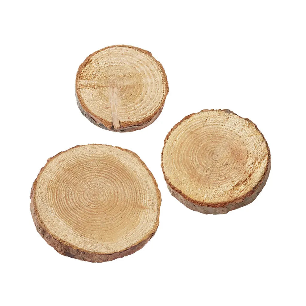 Pinewood disks, different sizes, max: 4cm, bag with ca. 5 pcs