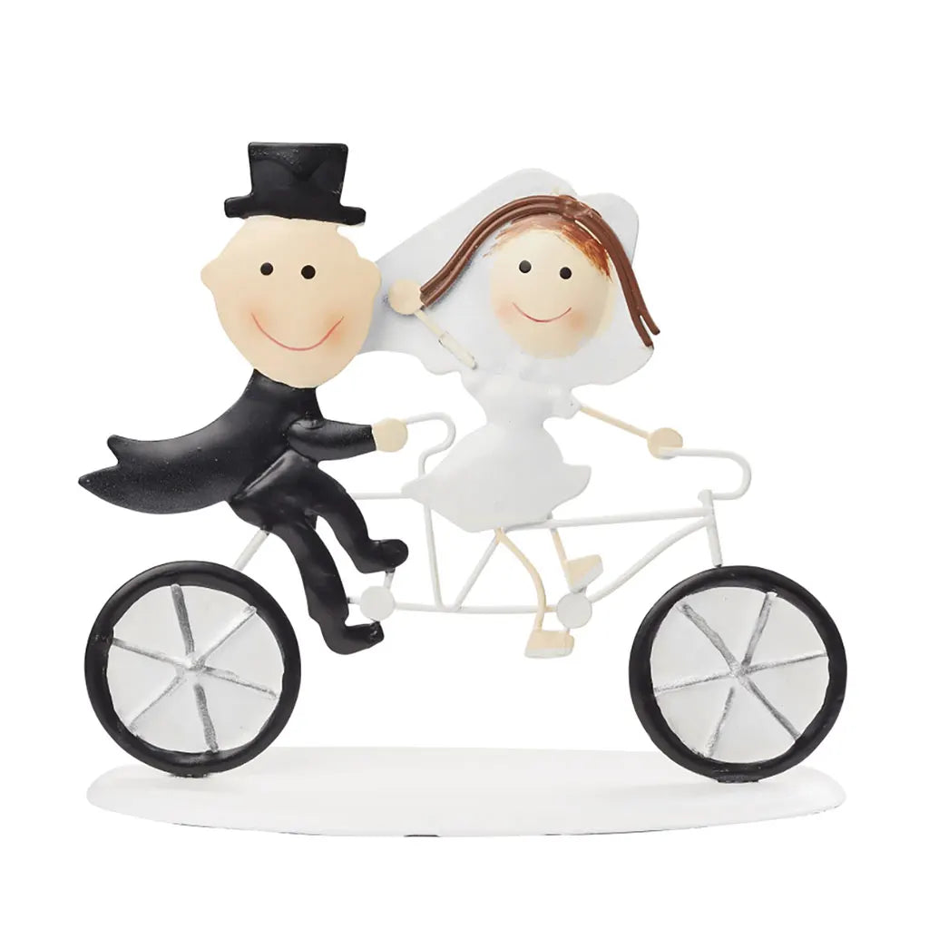 Wedding couple Bike, 12.5 x 10cm, metallic