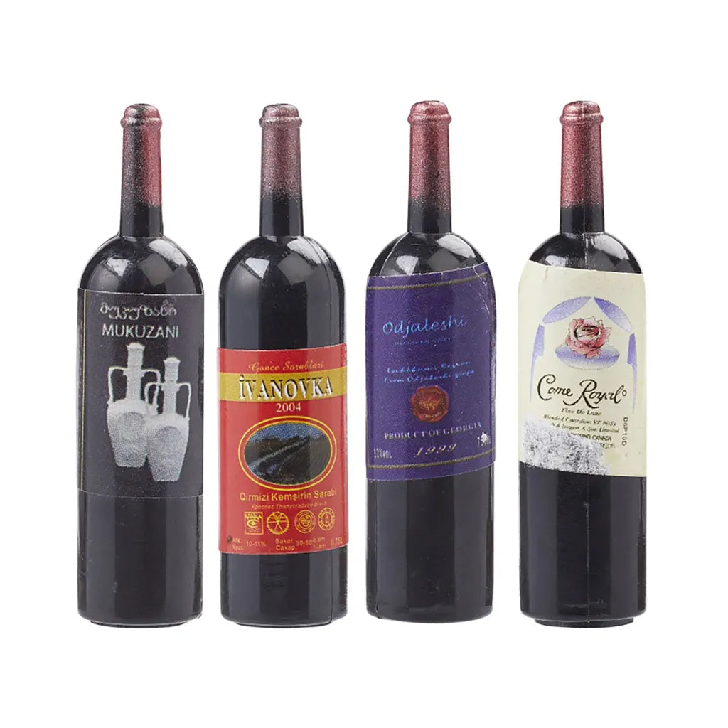 Wine bottle, 4,5cm, 4pcs, assorted