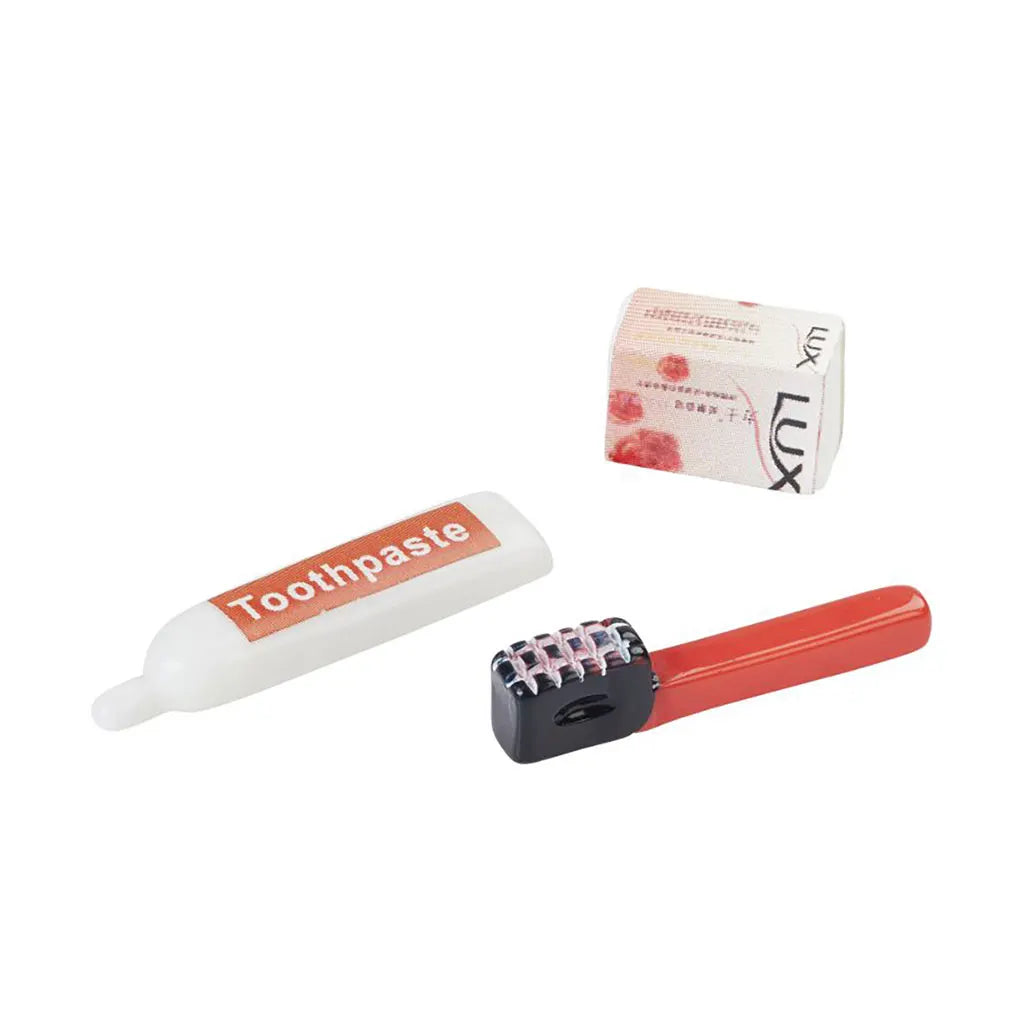 Toothbrush and toothpaste, ca. 2cm, red