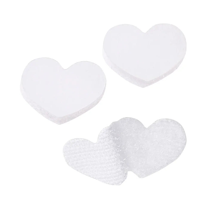 Velcro Fastener, 20 x 25mm, Heart Shaped, Self Adhesive, Bag with 15pcs, White