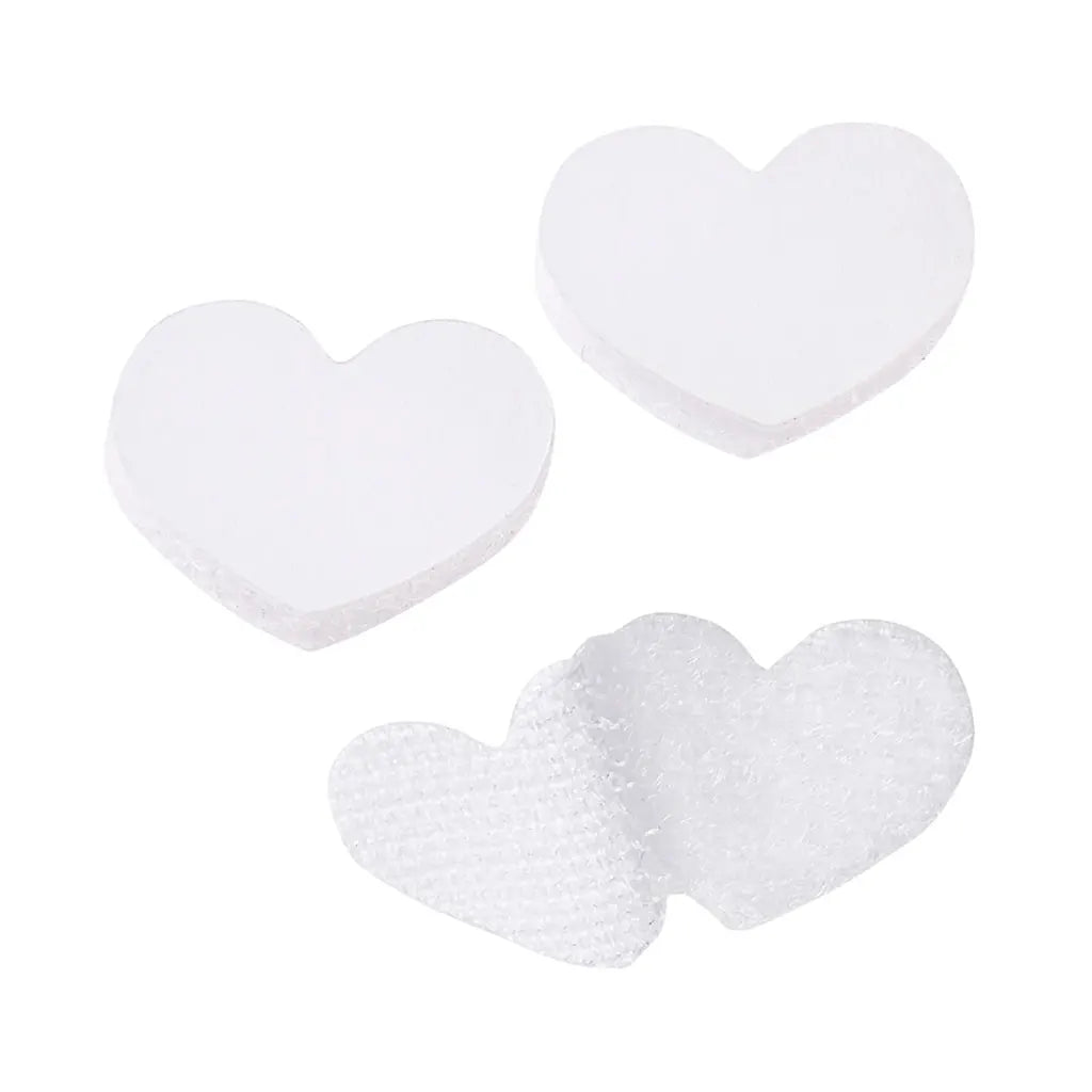 Velcro Fastener, 20 x 25mm, Heart Shaped, Self Adhesive, Bag with 15pcs, White