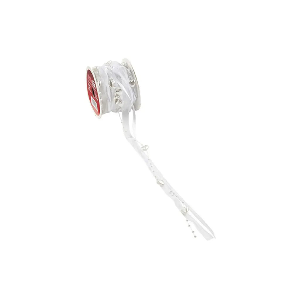 TRENDY Ribbon with Hearts, White, Sold Per Meter