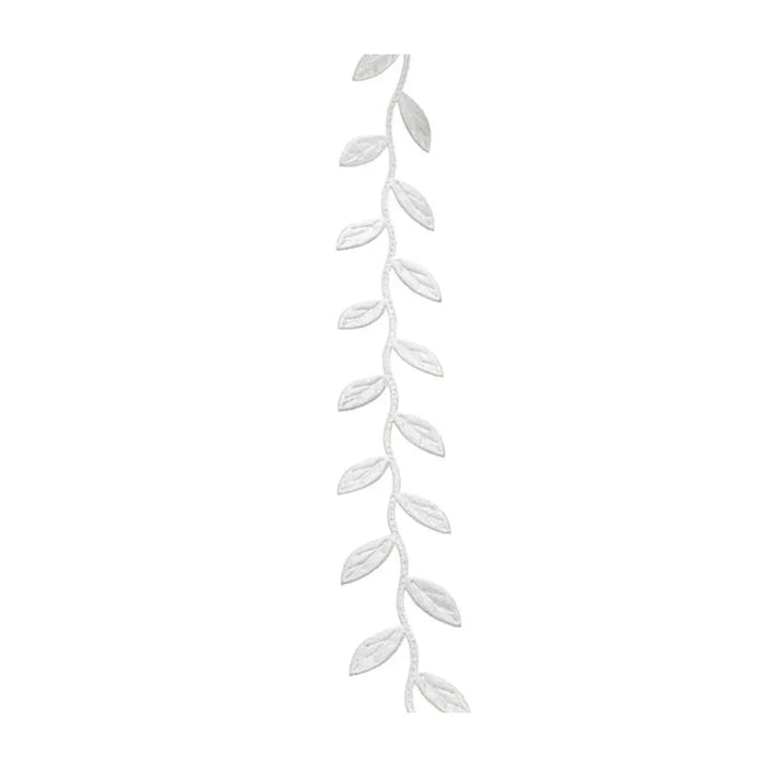 Ribbon Leaves, White, 30mm, Sold Per Meter
