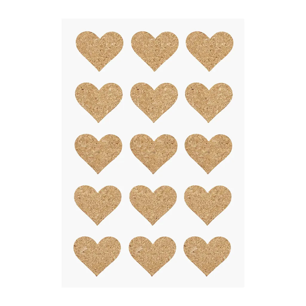 Cork Stickers Hearts, 26mm