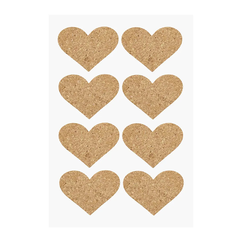 Cork Stickers Hearts, 42mm