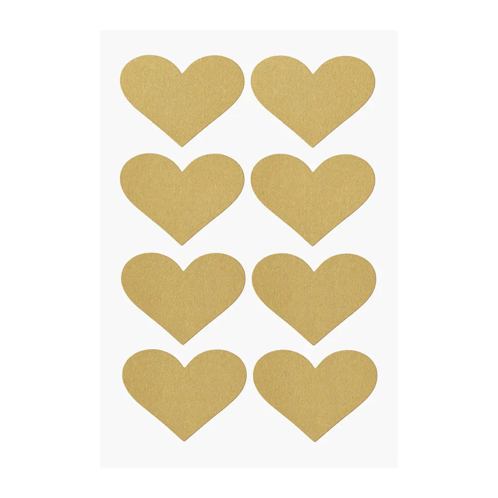 Paper Stickers Hearts, Gold, 42mm, Bag with 4 Sheets