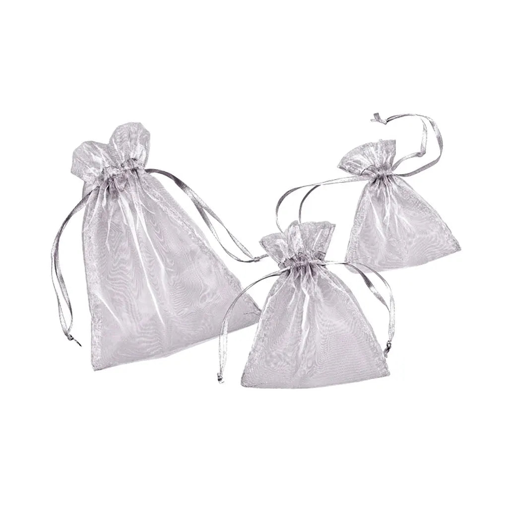 Organza Bags 18 x 13cm Bag with 6pcs, Silver
