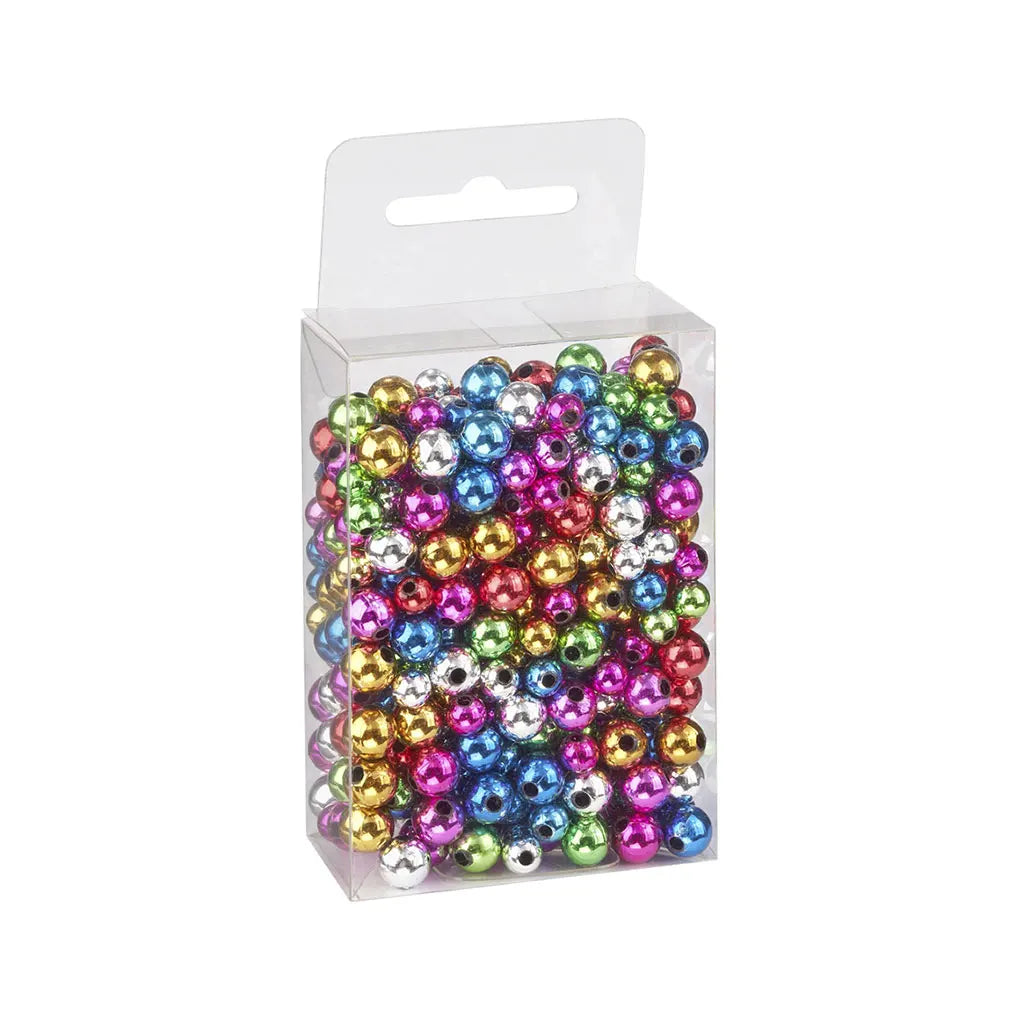 Mix of Metallic Beads, 6 + 8mm, Coloured, 60g