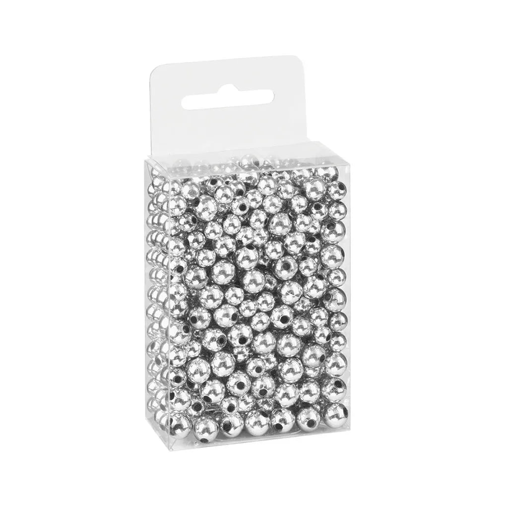 Mix of Silver Beads, 6 + 8mm, 60g