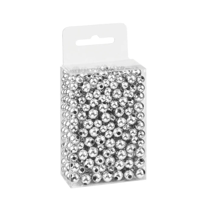 Mix of Silver Beads, 6 + 8mm, 60g