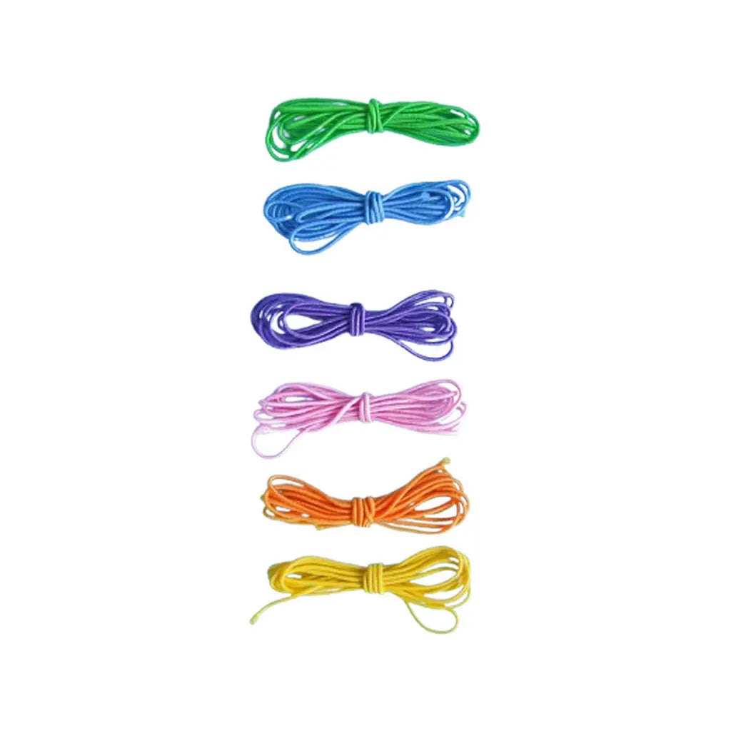 Elastic Ribbons, Coloured, Assorted, 6pcs