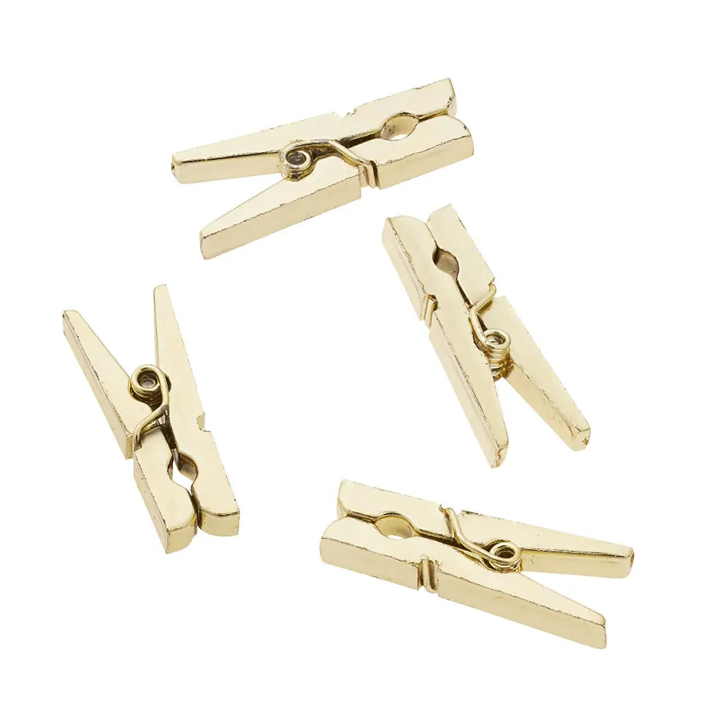 Mini Pegs, 3cm, Gold, 12pcs