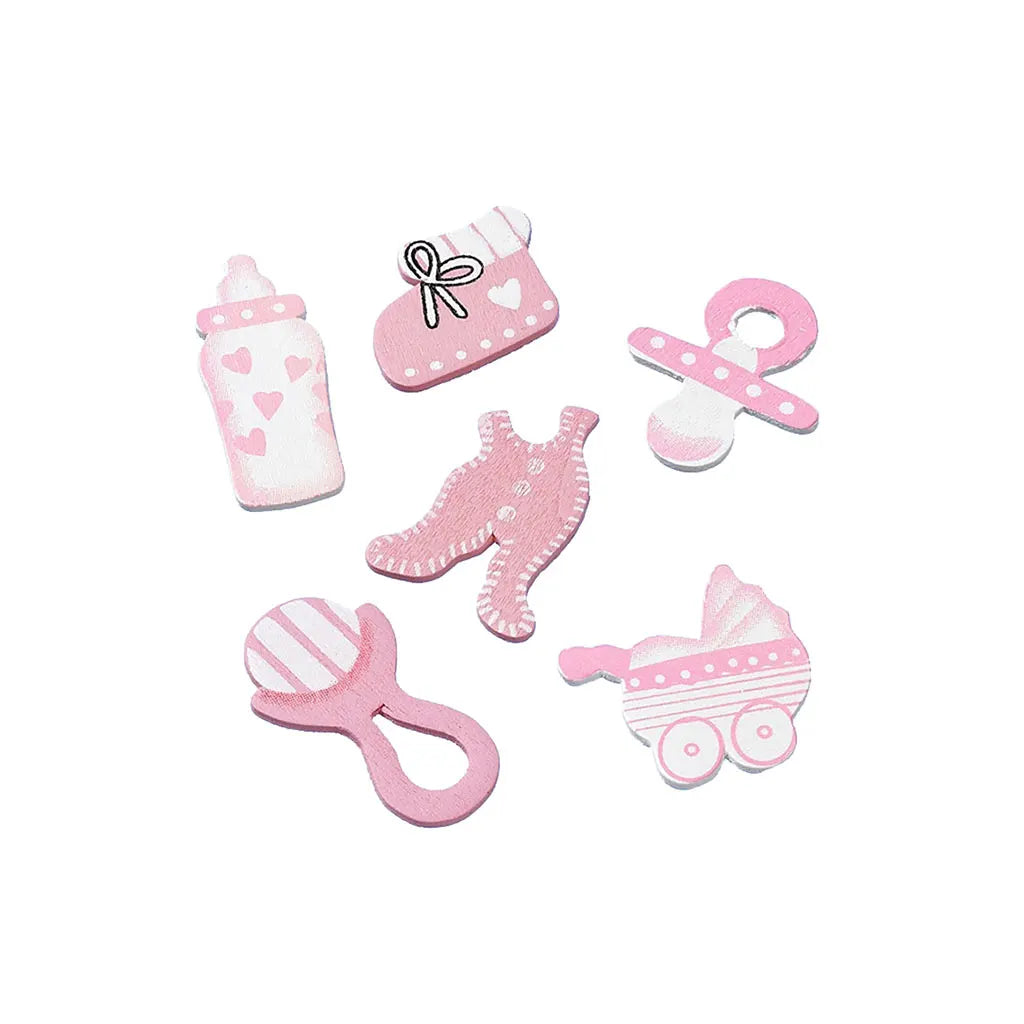 Wooden Decoration to Disperse Baby, Rose, Assorted, 2.5 4cm, 12pcs