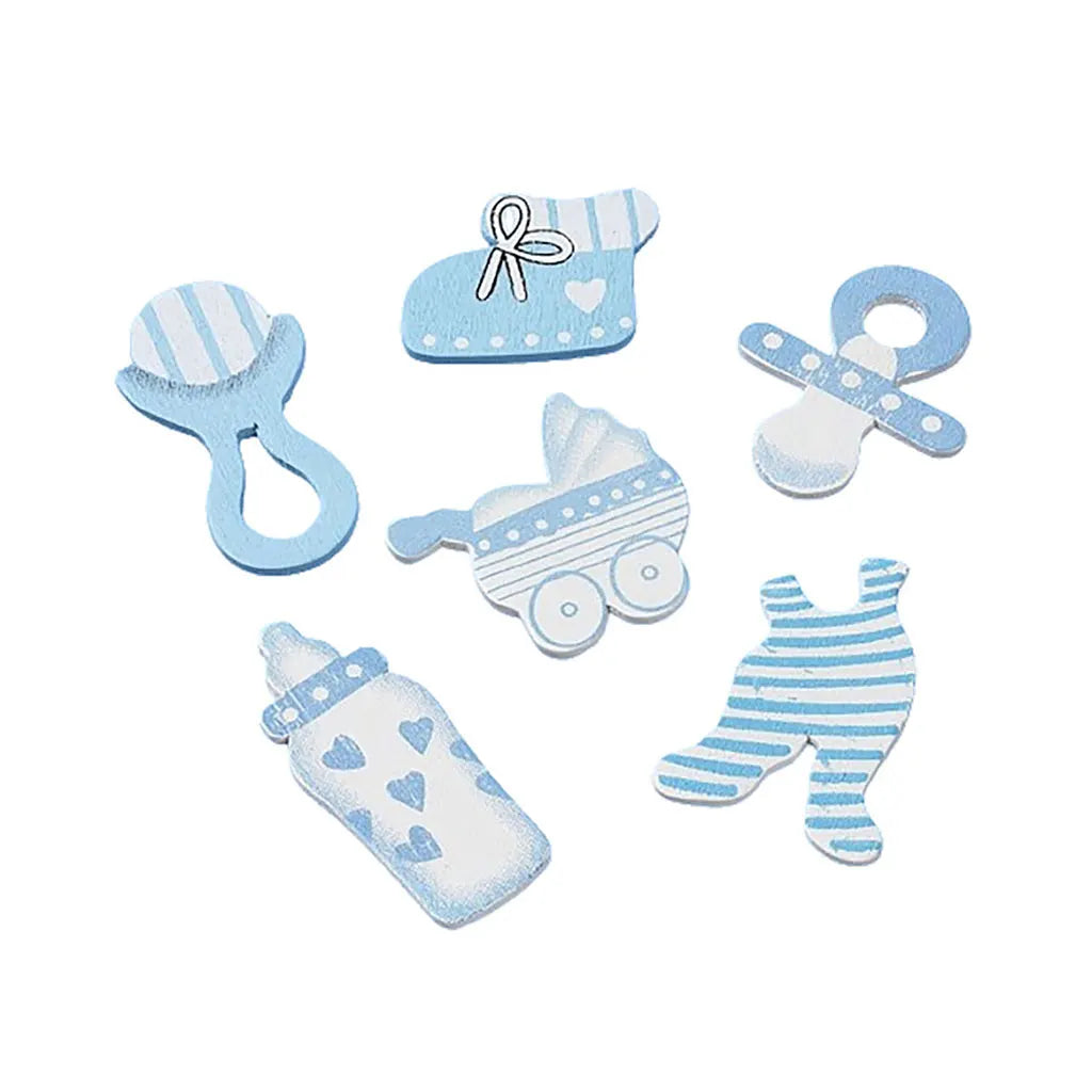 Wooden Decoration to Disperse Baby, Blue, Assorted, 2.5-4cm, 12pcs