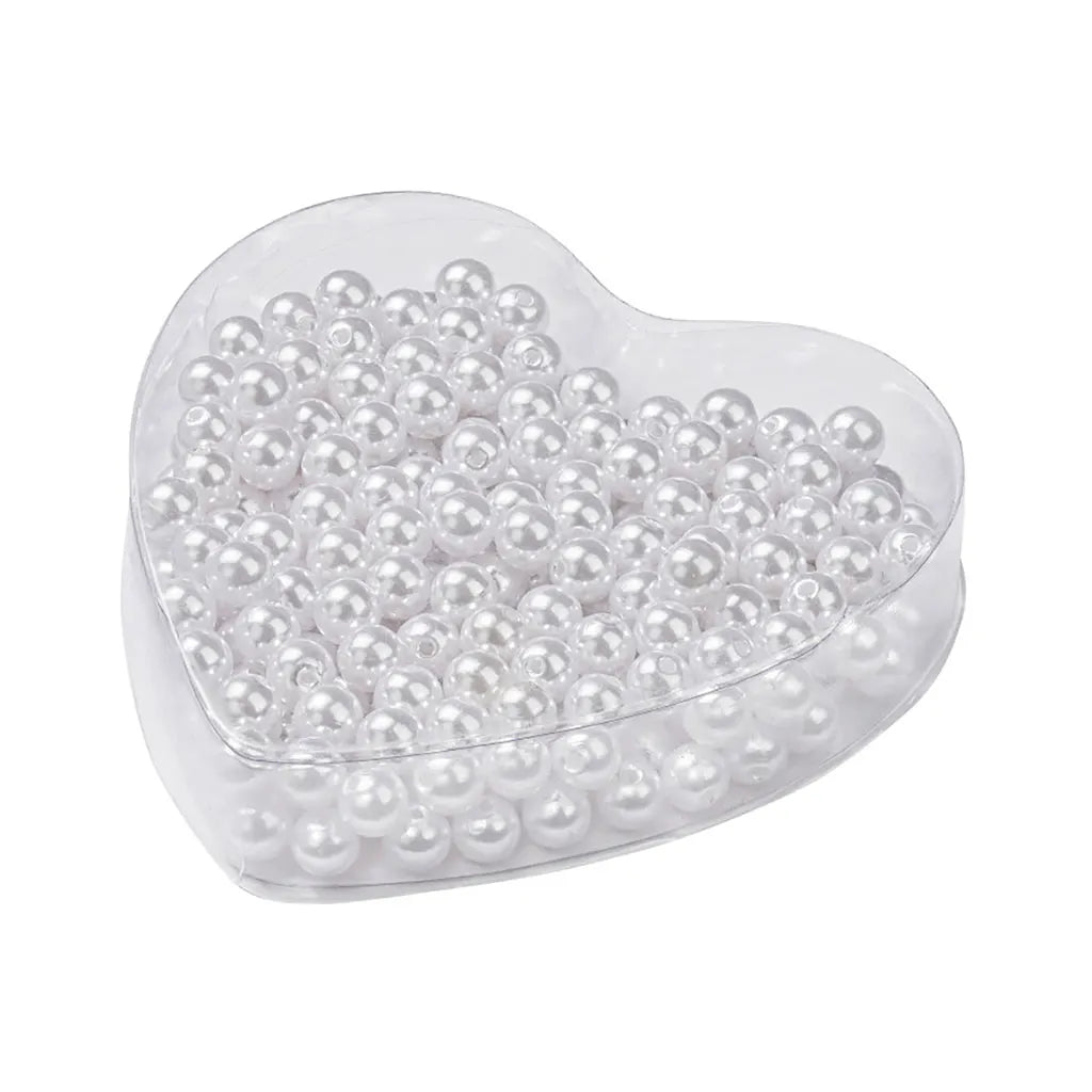 Heart Box Wax Beads, 8mm, White, 50g