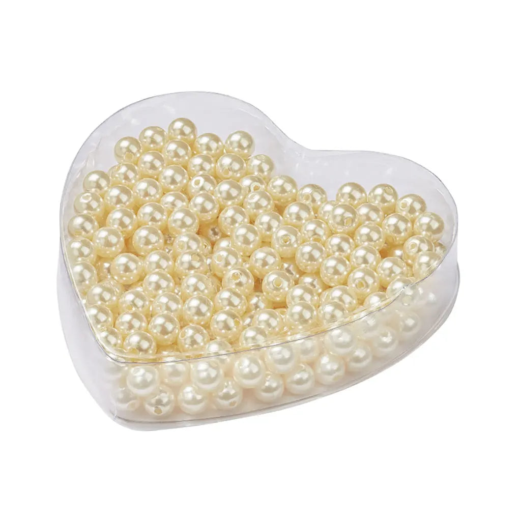 Heart Box Wax Beads, 8mm, Cream, 50g