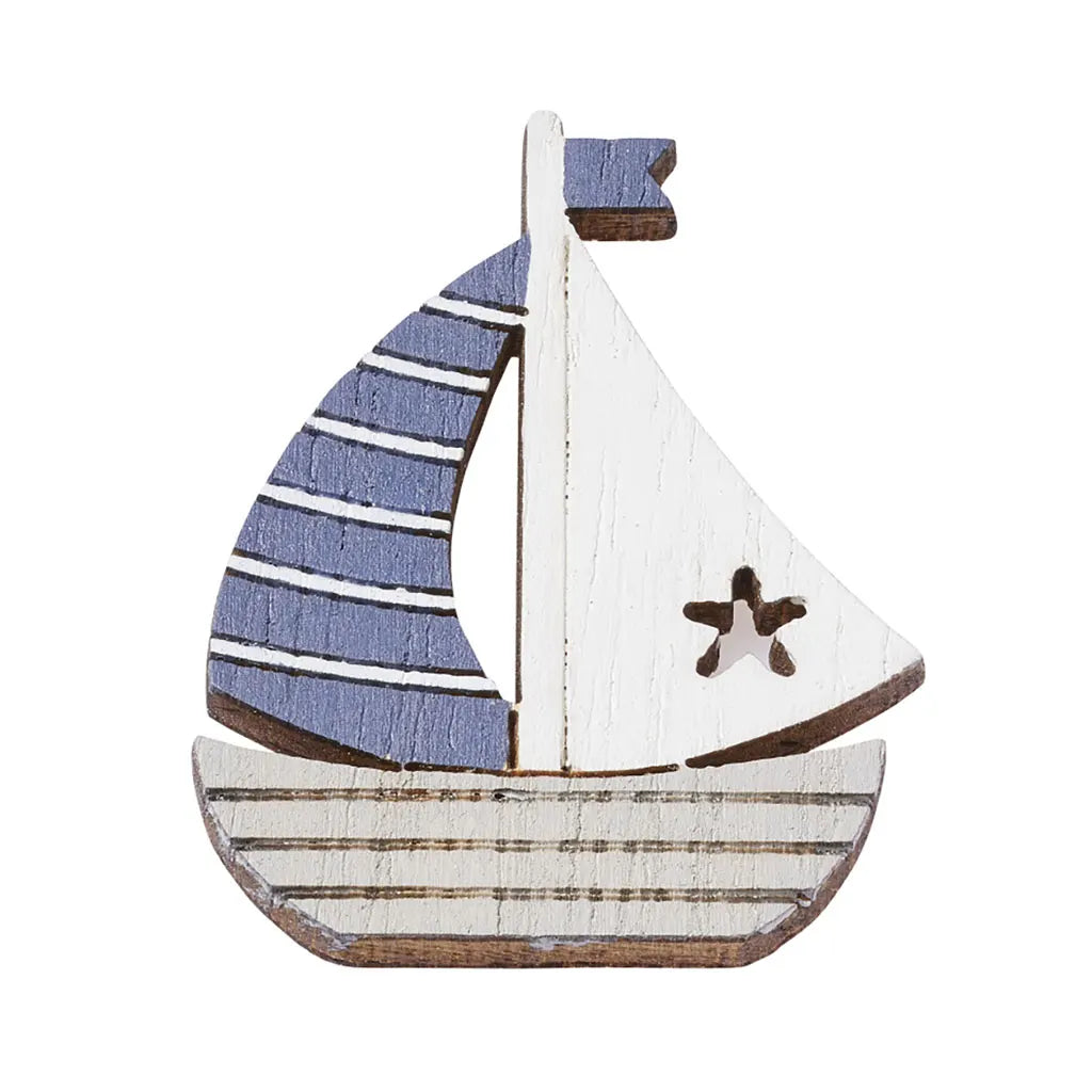 Wooden stickers Sailing Boat, 4cm, 4pcs