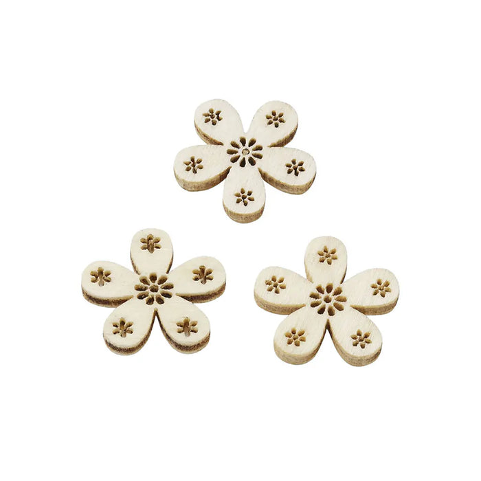 Wooden Decoration to Disperse Flower, 2cm, Nature, 12pcs