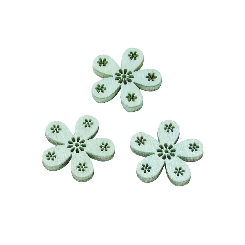 Wooden Decoration to Disperse Flower, 2cm, Light Green, 12pcs