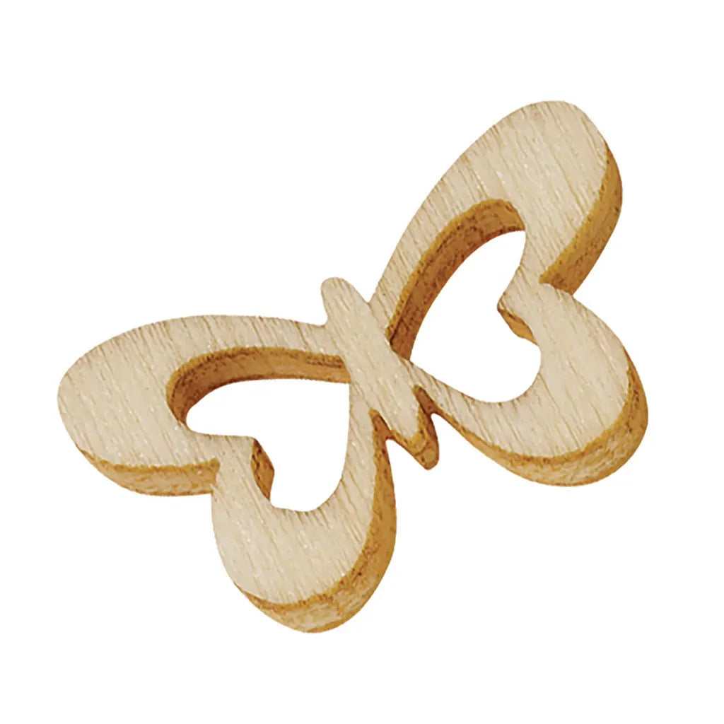 Wooden Decoration to Disperse Butterfly, 2cm, Light Brown, 12pcs
