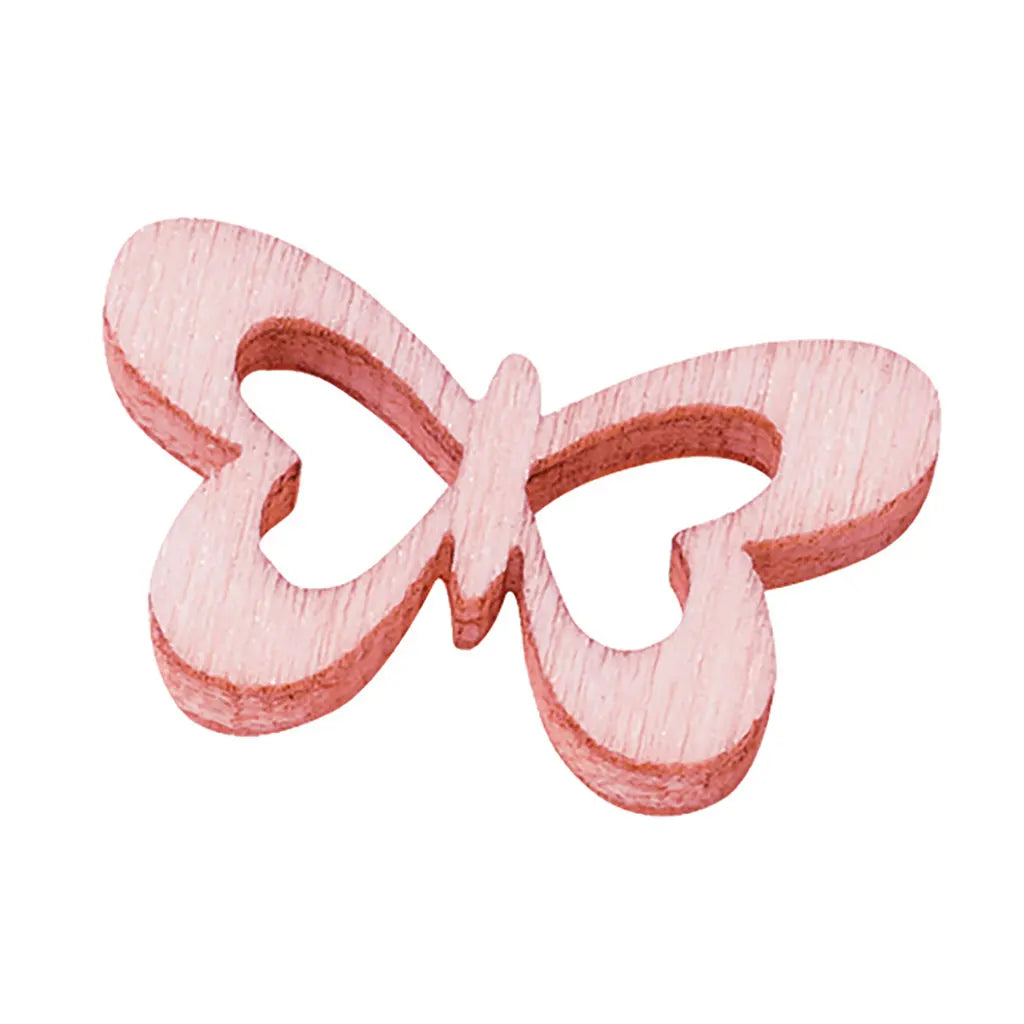 Wooden Decoration to Disperse Butterfly, 2cm, Rose, 12pcs