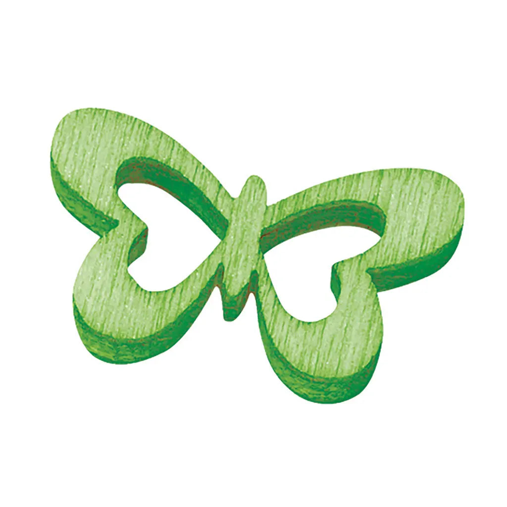 Wooden Decoration to Disperse Butterflly, 2cm, Light Green, 12pcs