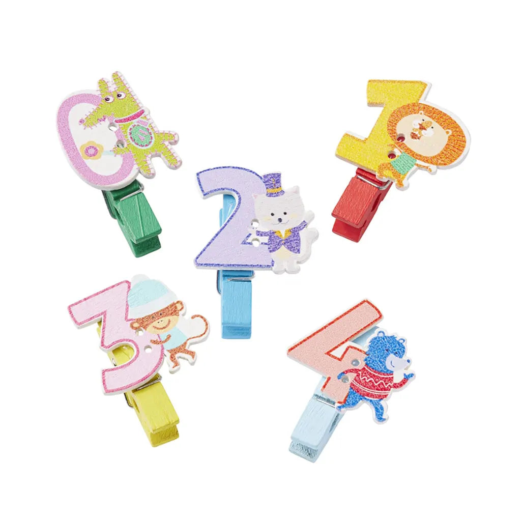 Wooden Pegs Numbers 0-4, Assorted, 4cm, Colourmix At Random