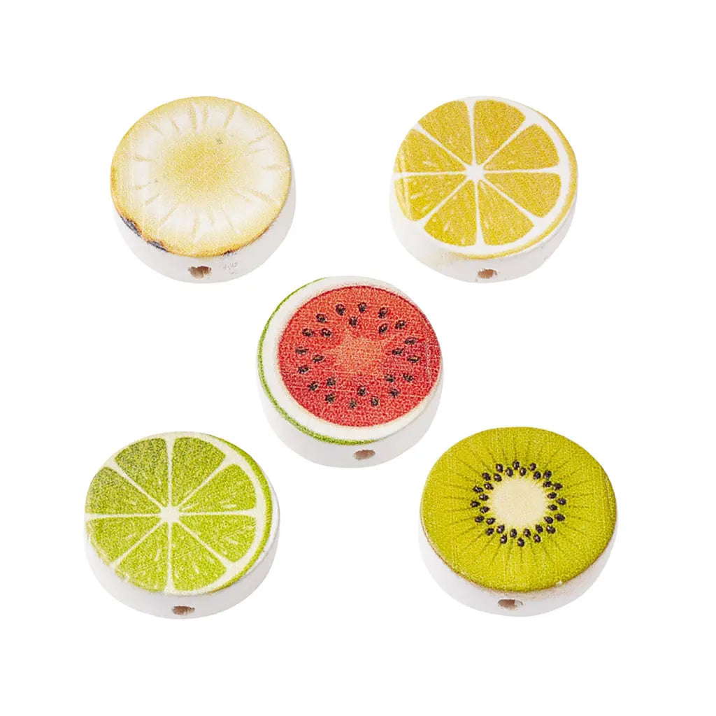 Wooden Decoration to Disperse Fruit, 2cm, 10pcs, Assorted