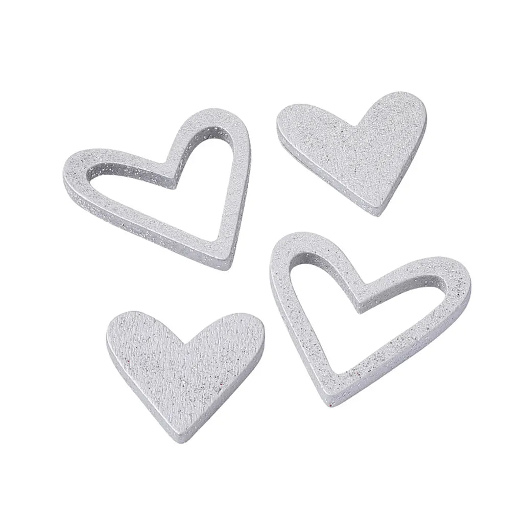 Hearts, 2.5-4cm, Silver Coloured, Box with 12pcs