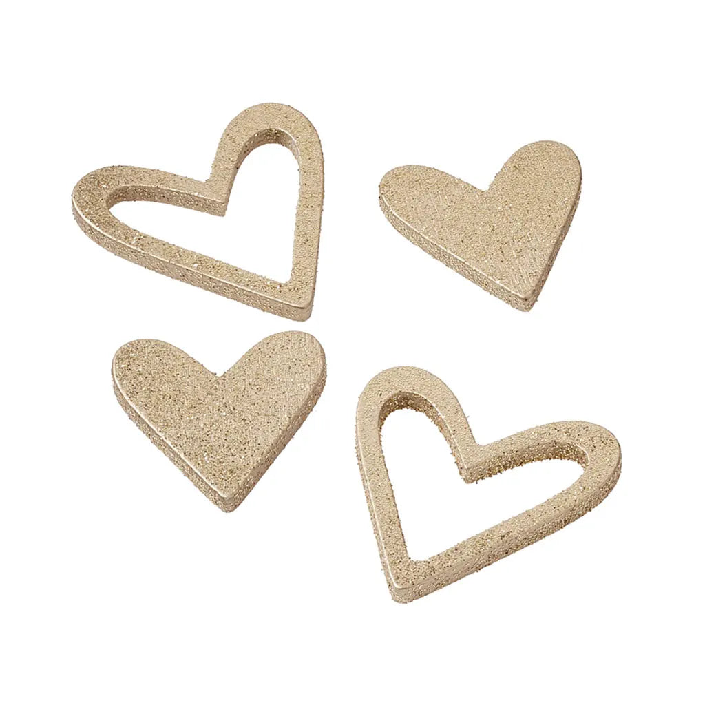 Hearts, 2.5-4cm, Gold Coloured, Box with 12pcs