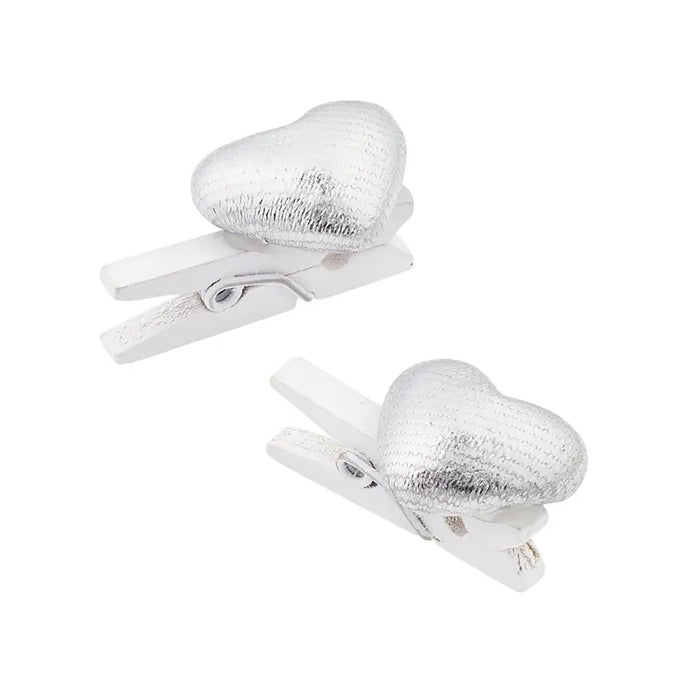 Heart with Peg 1.5cm, Silver, 6pcs