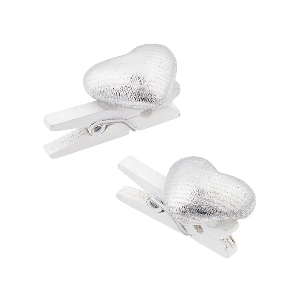 Heart with Peg 1.5cm, Silver, 6pcs