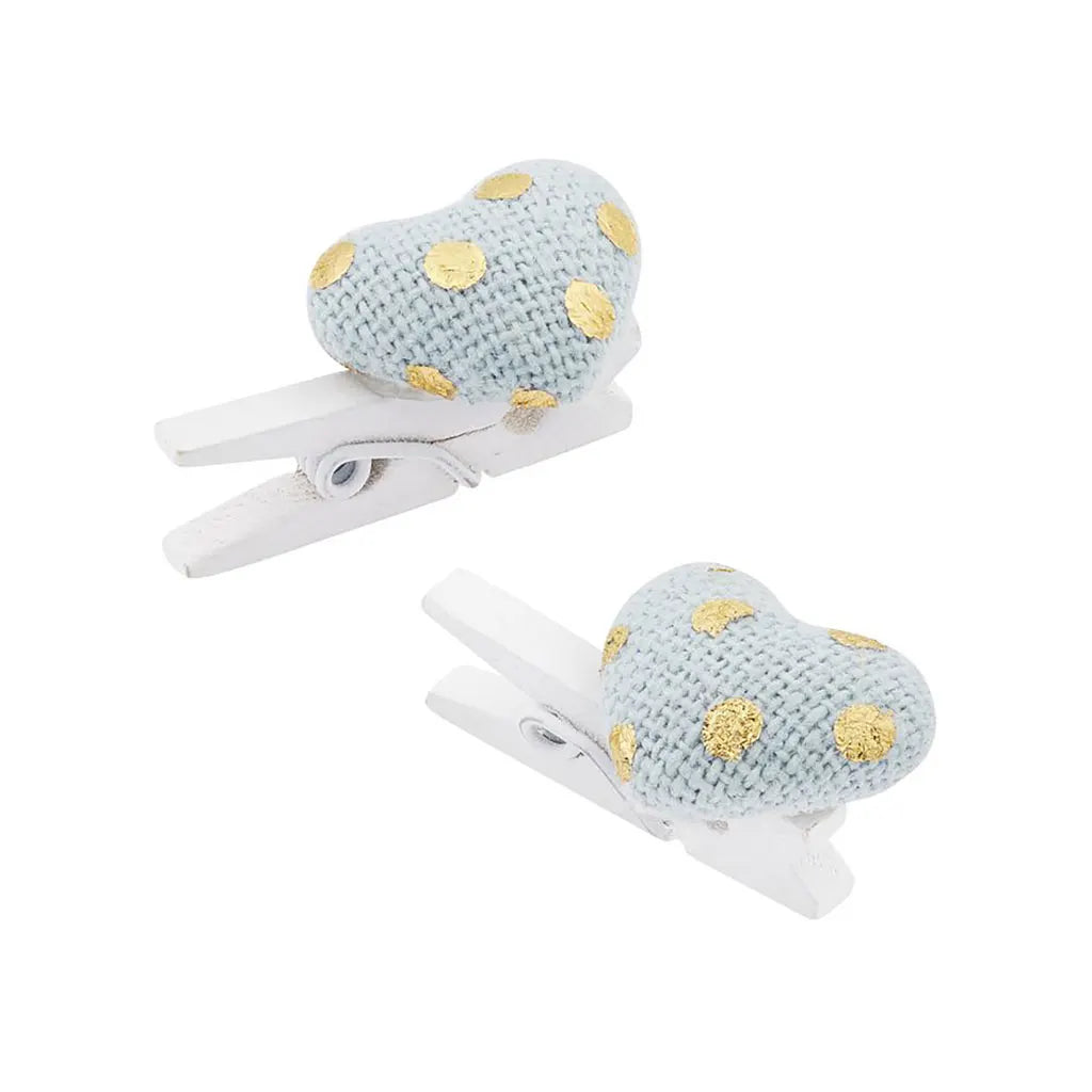 Heart with Peg 1.5cm, Blue Gold, 6pcs