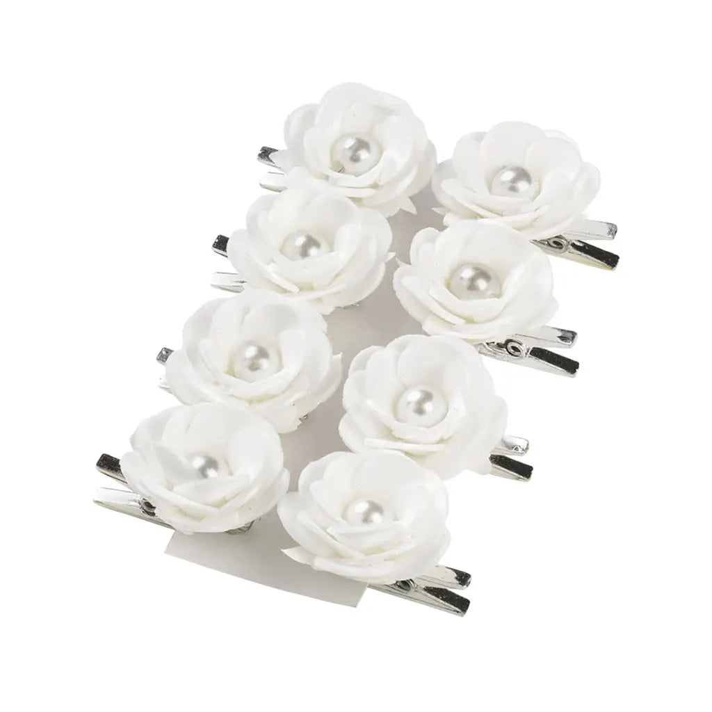 Roses with Peg, White, Bag with 8pcs