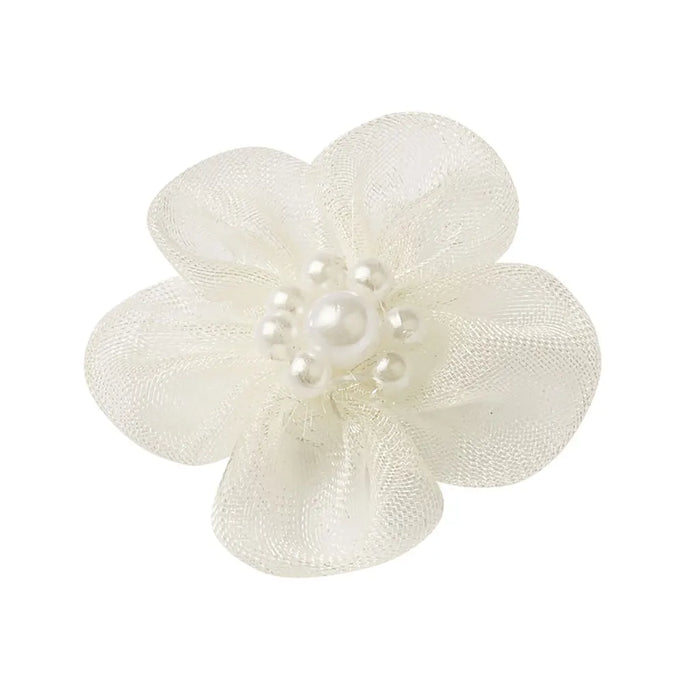 Net Lace Blossoms, 30mm, Cream, Heart-Shaped Box with 15pcs