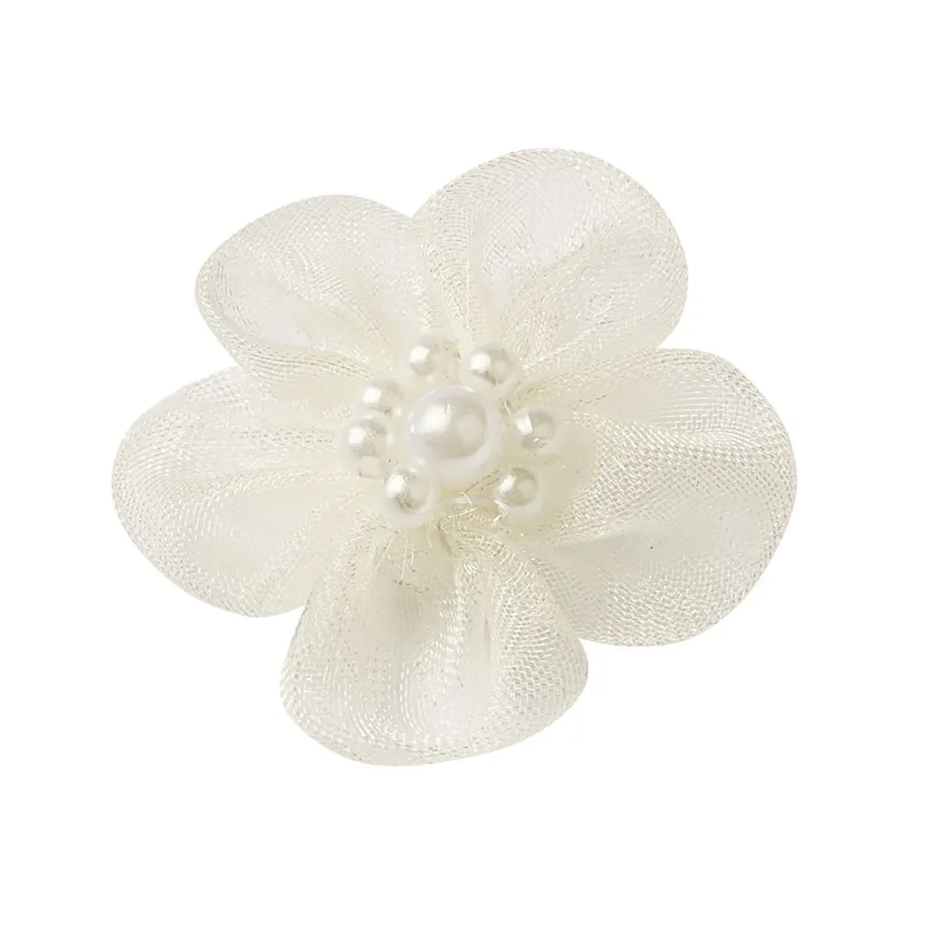 Net Lace Blossoms, 30mm, Cream, Heart-Shaped Box with 15pcs