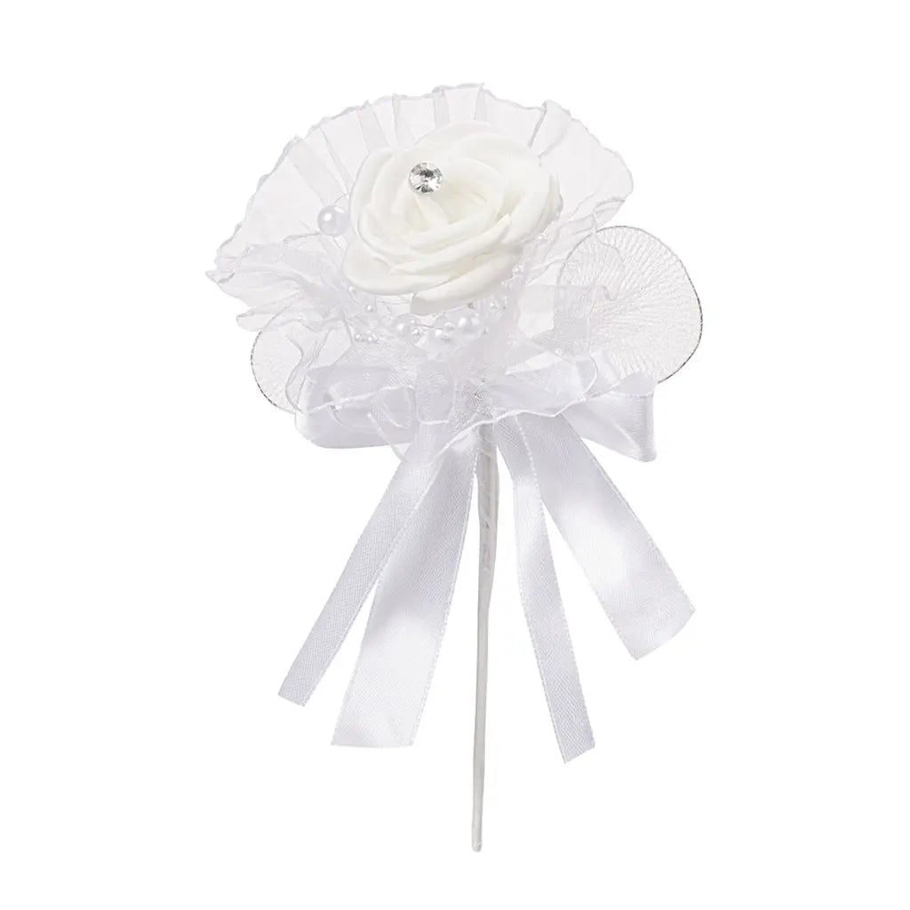 Decorative Flower with Stick I, 12cm, White