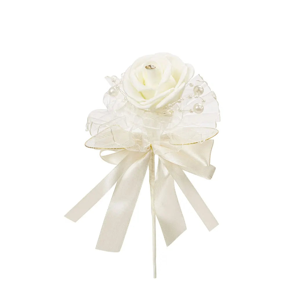 Decorative Flower with Stick I, 12cm, Cream