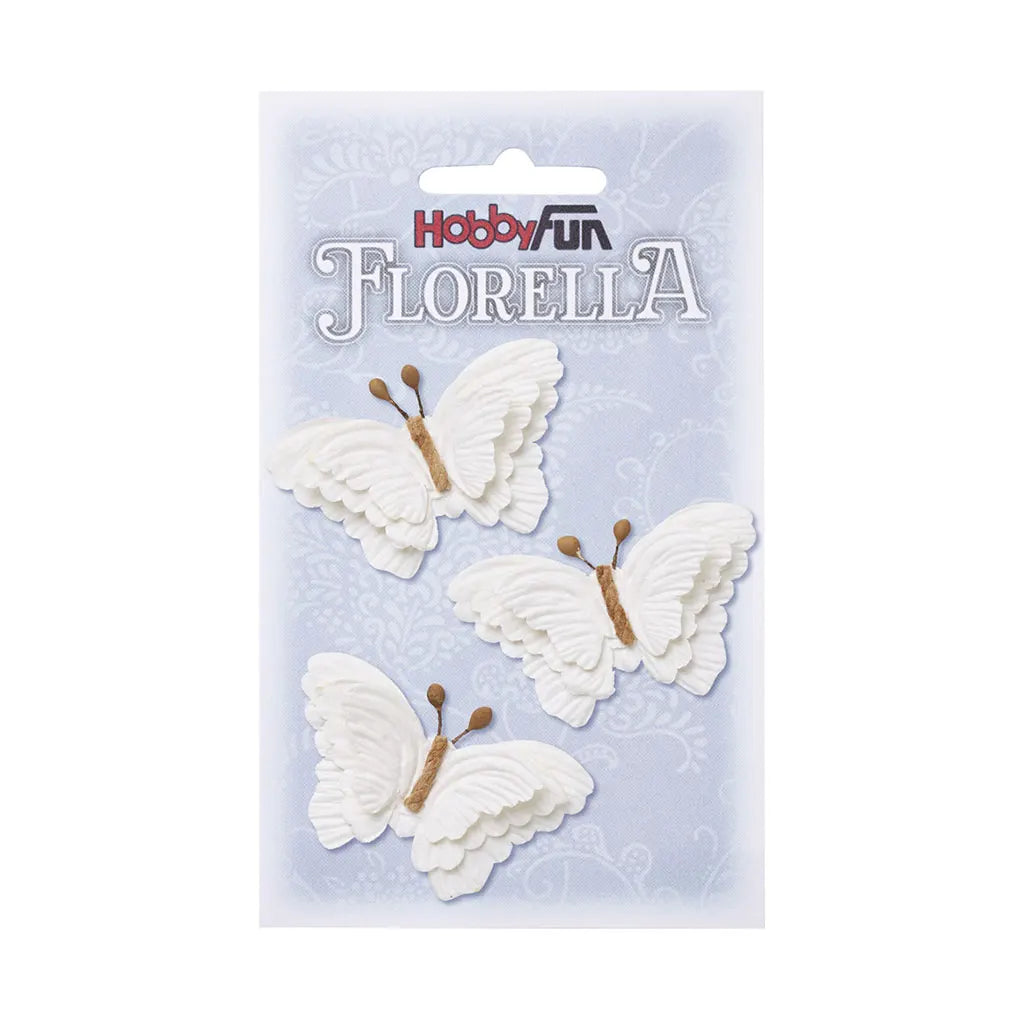 Florella Butterflies Mulberry Paper 6cm Bag With 3pcs, White