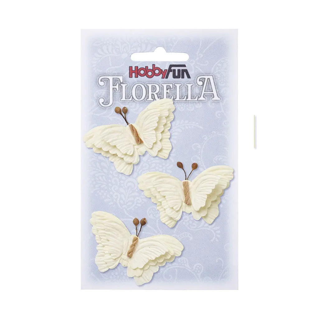 Florella Butterflies Mulberry Paper 6cm Bag With 3pcs, Cream