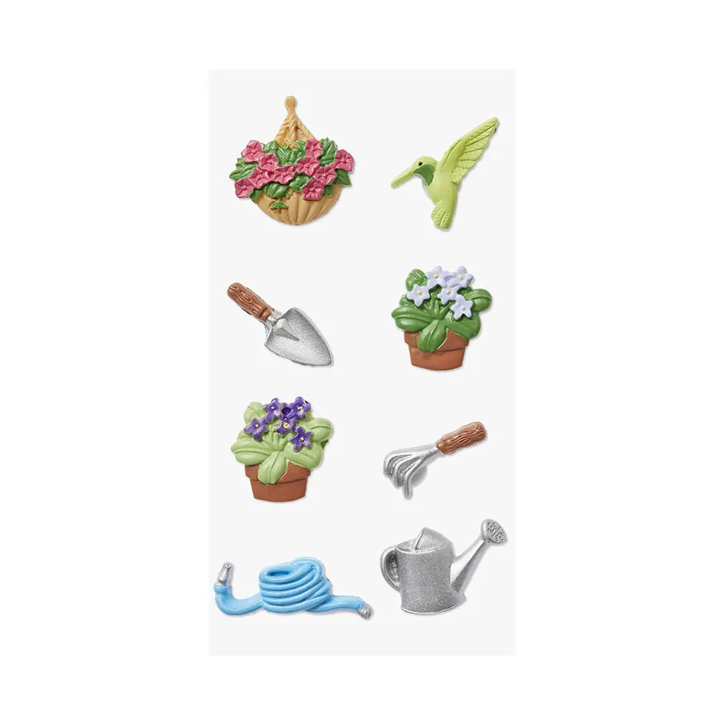 3D Garden Stickers with Glue Dot 2.5cm, Bag with 8pcs
