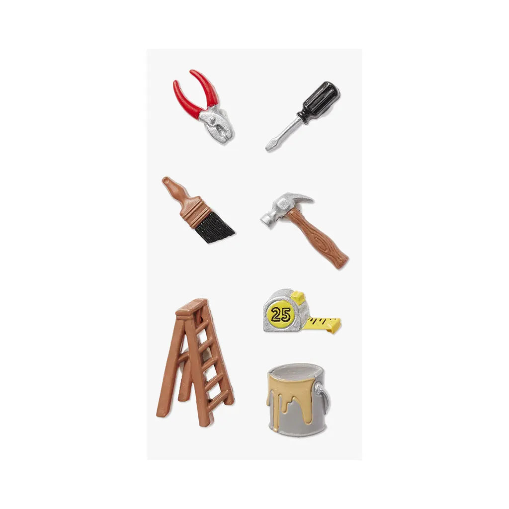 3D Mini Tools Sticker with Glue Dot 2.5cm, Bag with 7pcs