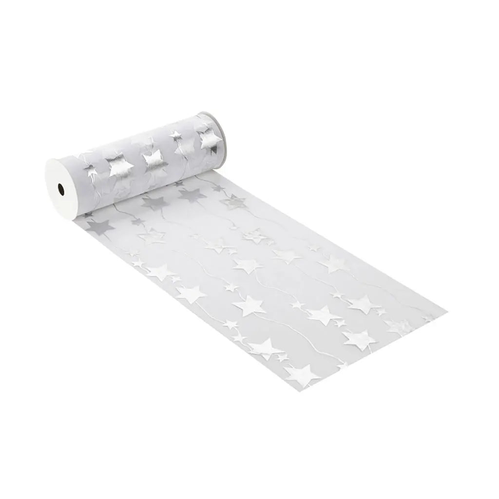 Decorative Fabric 28cm, Dream of Stars, White / Silver