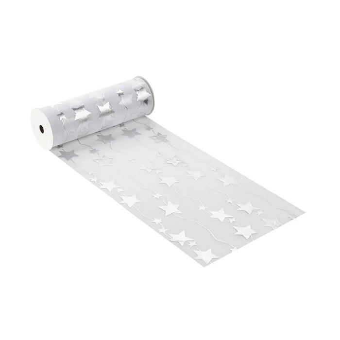 Decorative Fabric 28cm, Dream of Stars, White / Silver