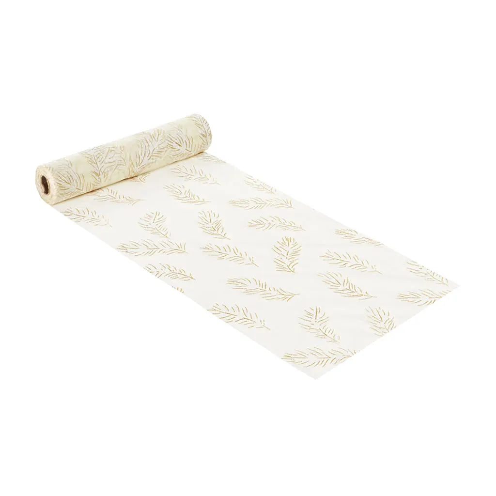 Decorative Fabric 28cm Feathers, Cream / Gold