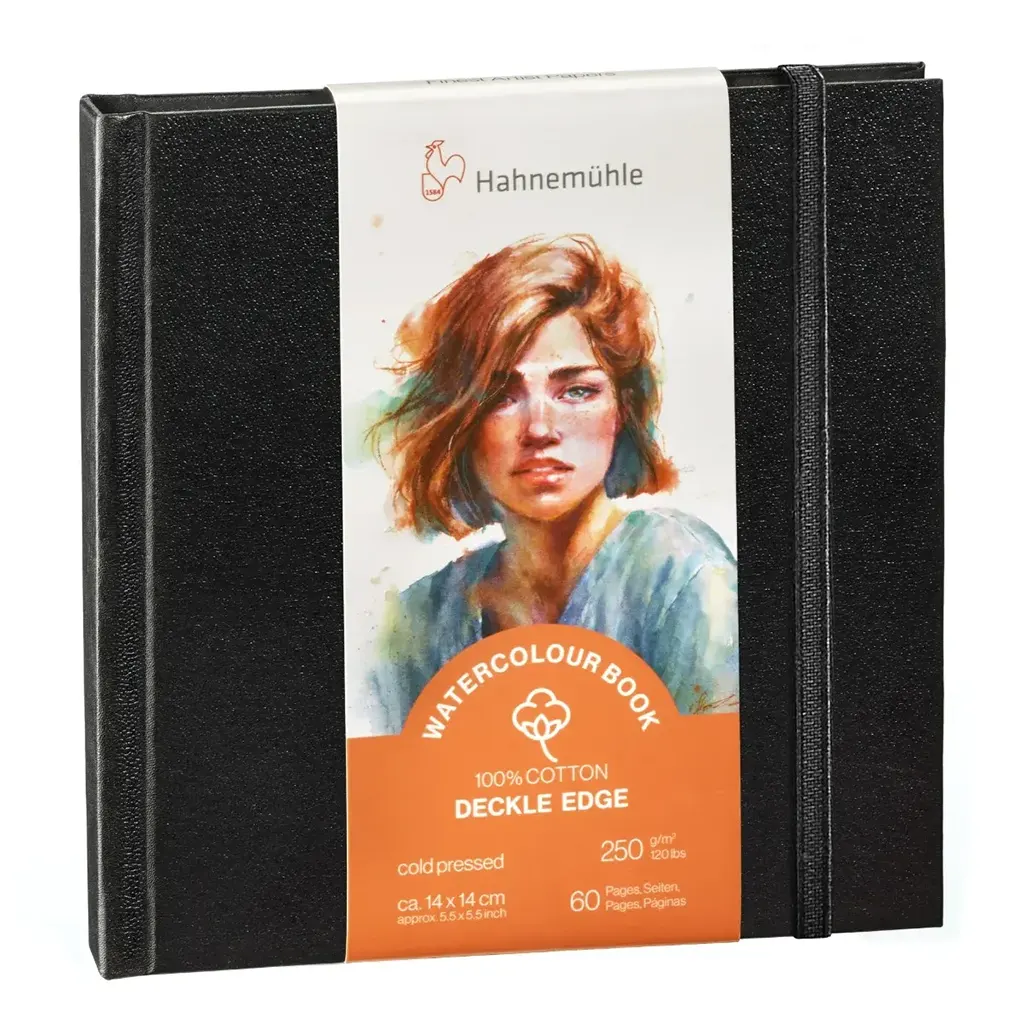 Watercolour Book Deckle Edge 250gsm14x14cm Landscape Format