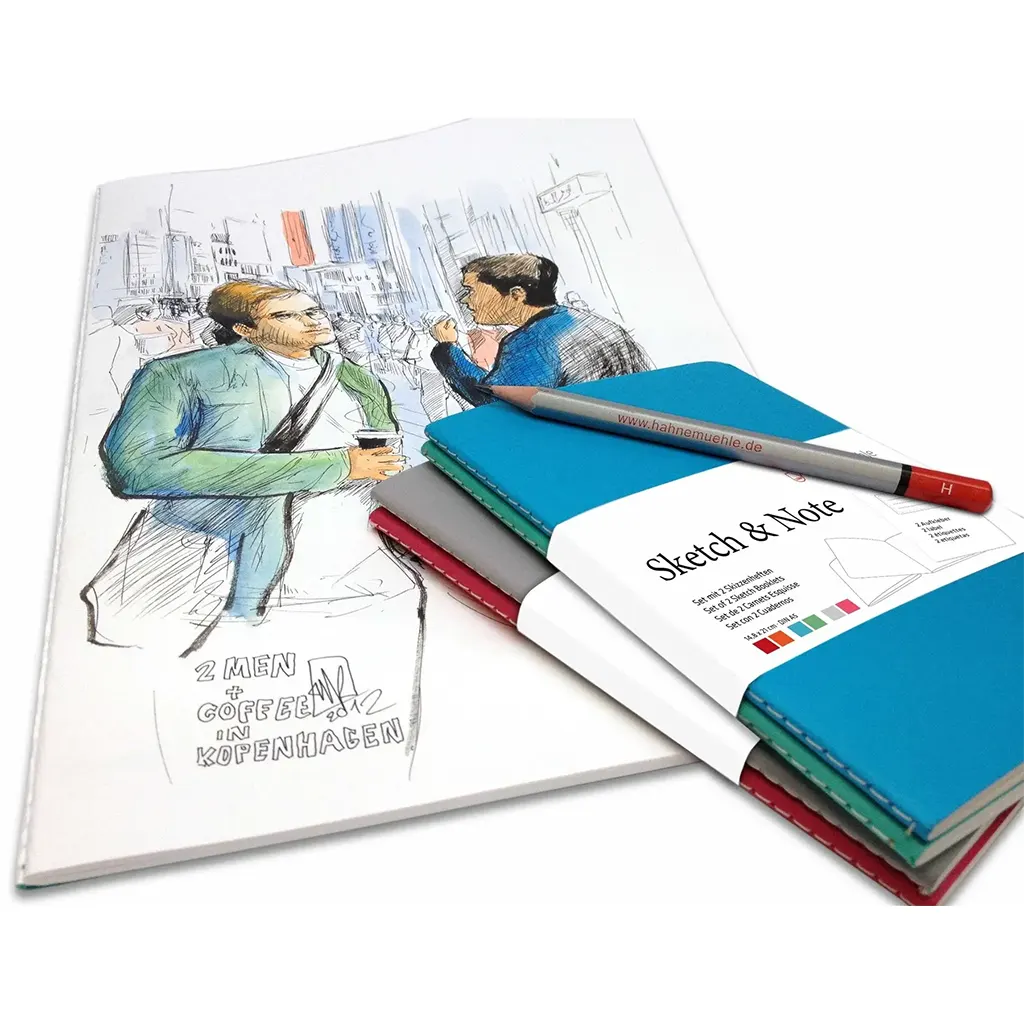 Sketch &amp; Note, Grey/Pink Bundle 125gsm A5 20 Sheets per Booklet